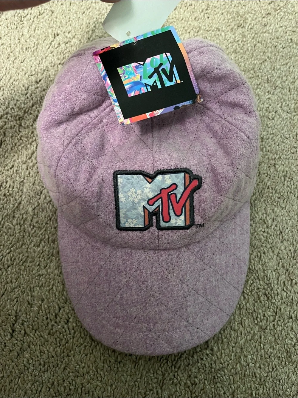 Universal Thread Quilted Lavender Cap with MTV Patch